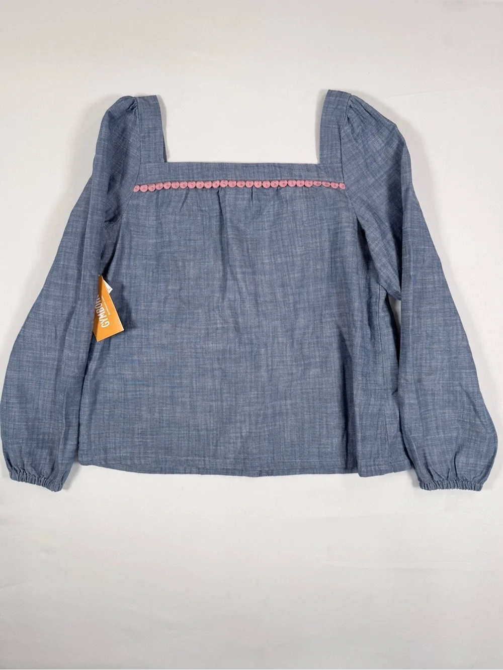 NWT GYMBOREE Girls Citrus Chambray Embroidered Floral Peasant Top 8 Cottagecore